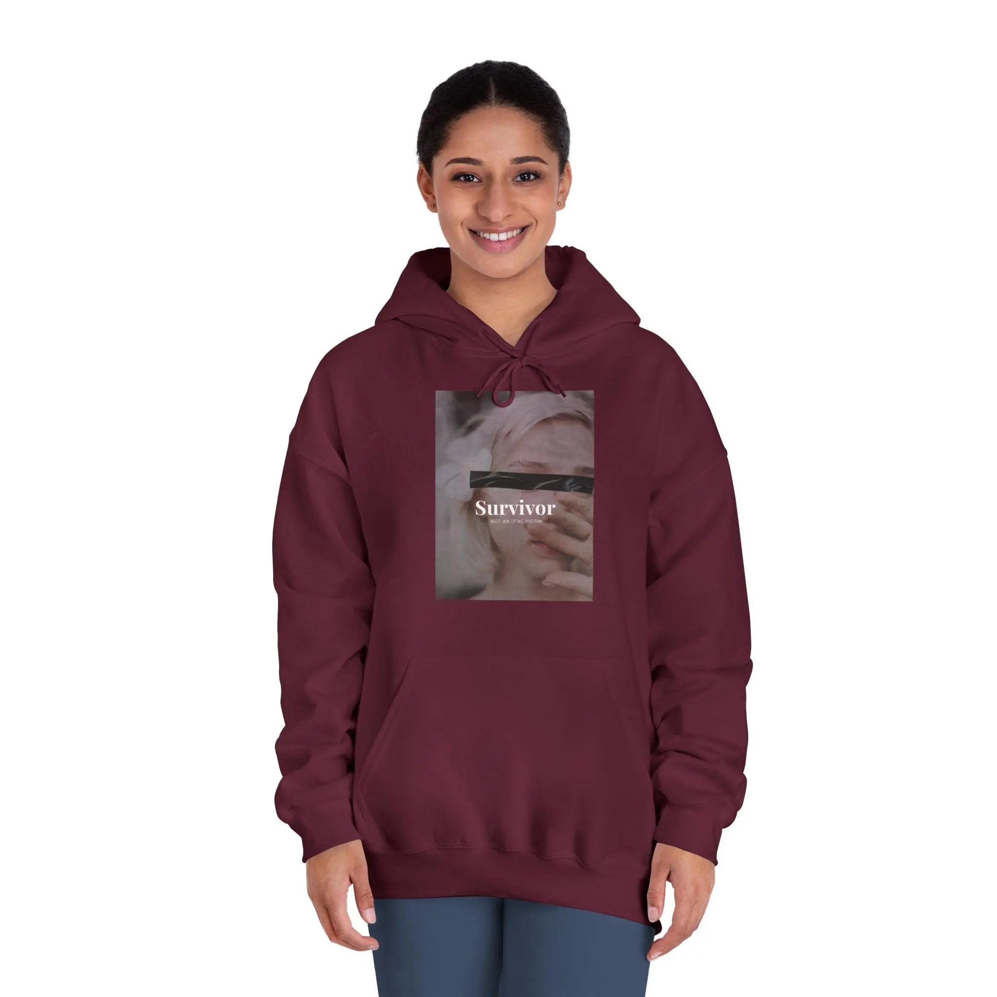 Survivor Photo Hoodie — QR Code Back Pullover Printify