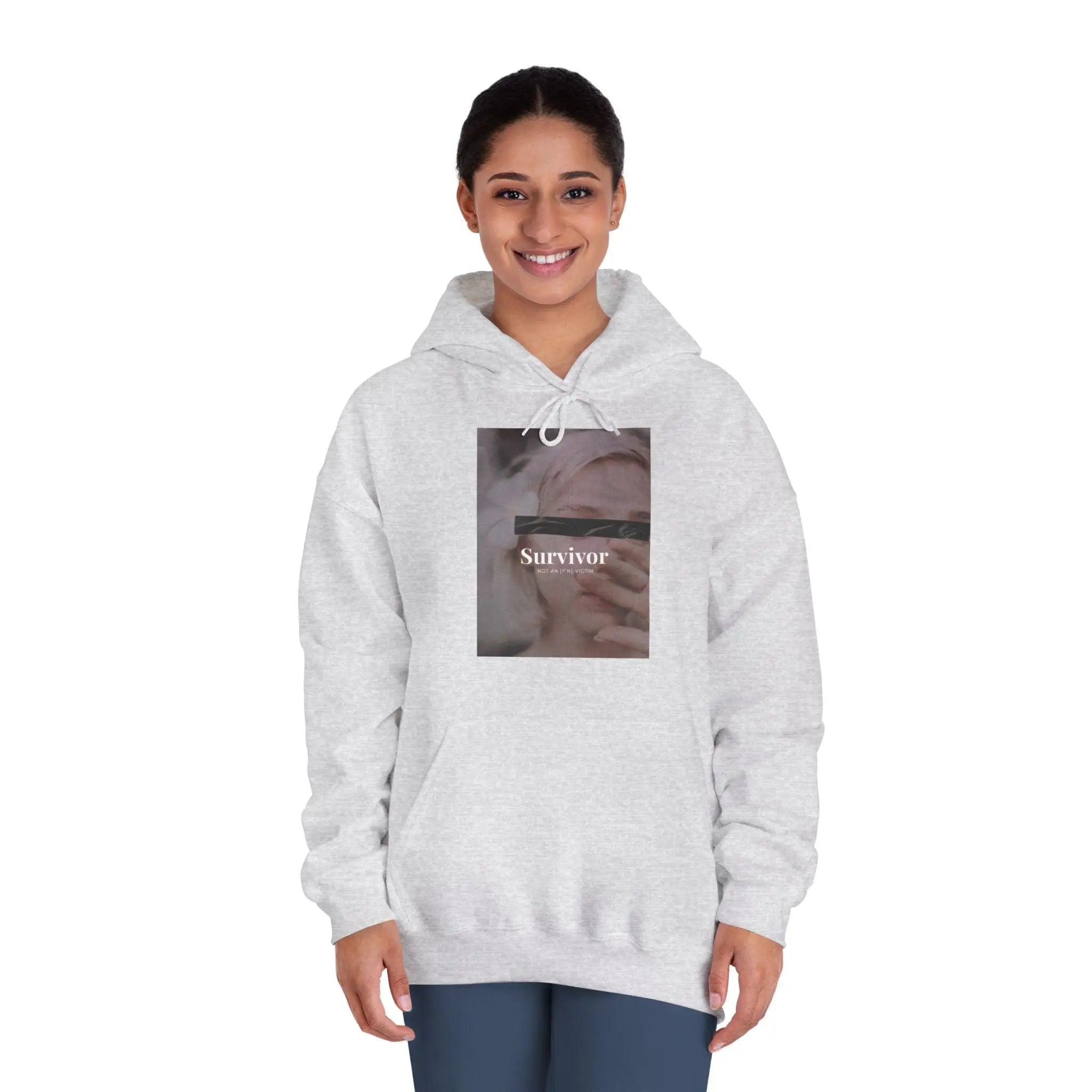 Survivor Photo Hoodie — QR Code Back Pullover Printify