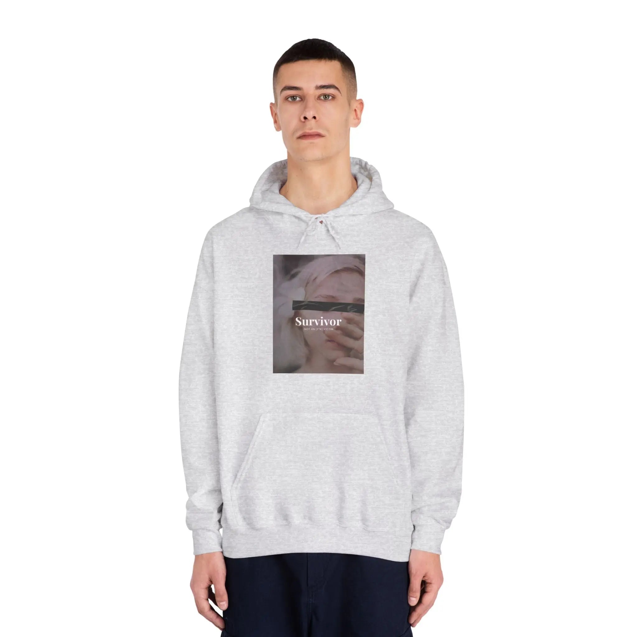 Survivor Photo Hoodie — QR Code Back Pullover Printify