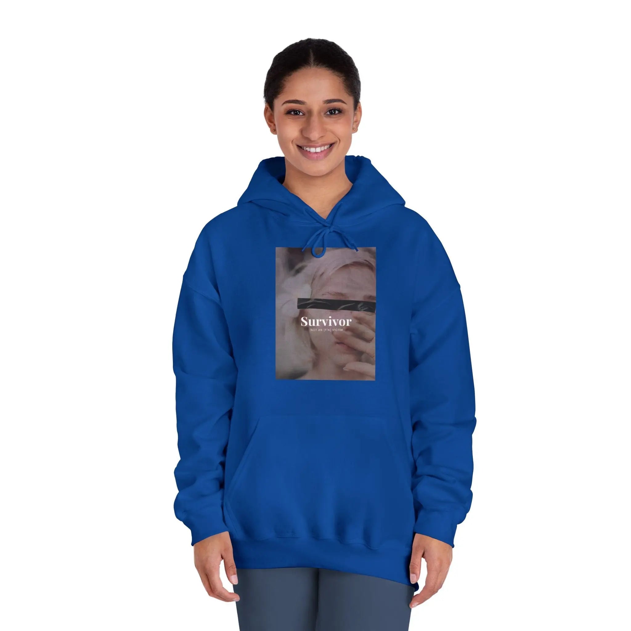 Survivor Photo Hoodie — QR Code Back Pullover Printify