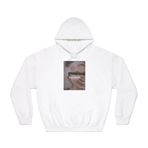 Survivor Photo Hoodie — QR Code Back Pullover Printify