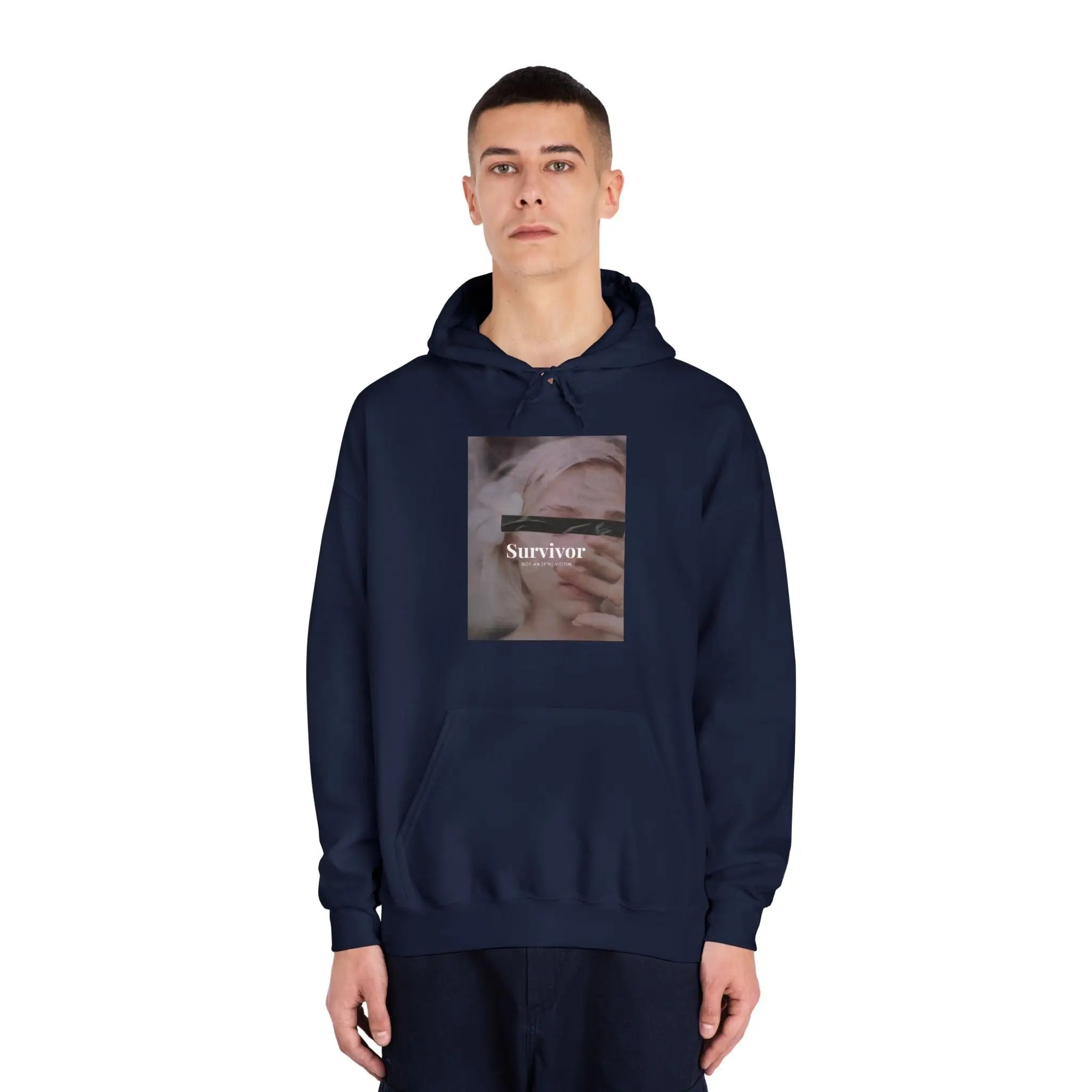 Survivor Photo Hoodie — QR Code Back Pullover Printify