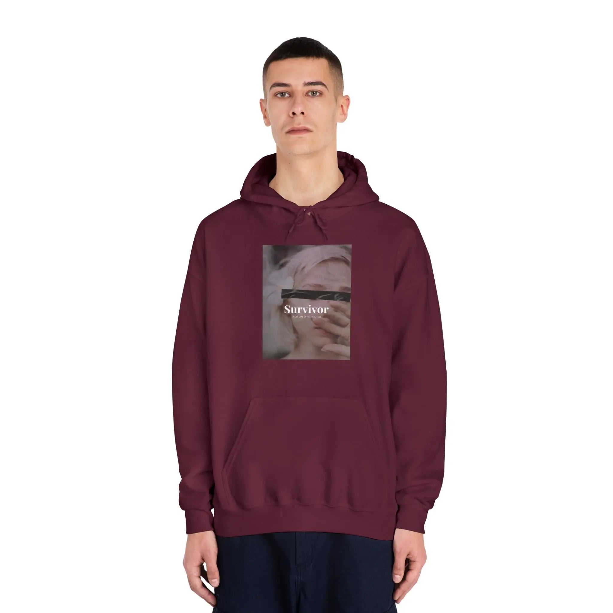 Survivor Photo Hoodie — QR Code Back Pullover Printify