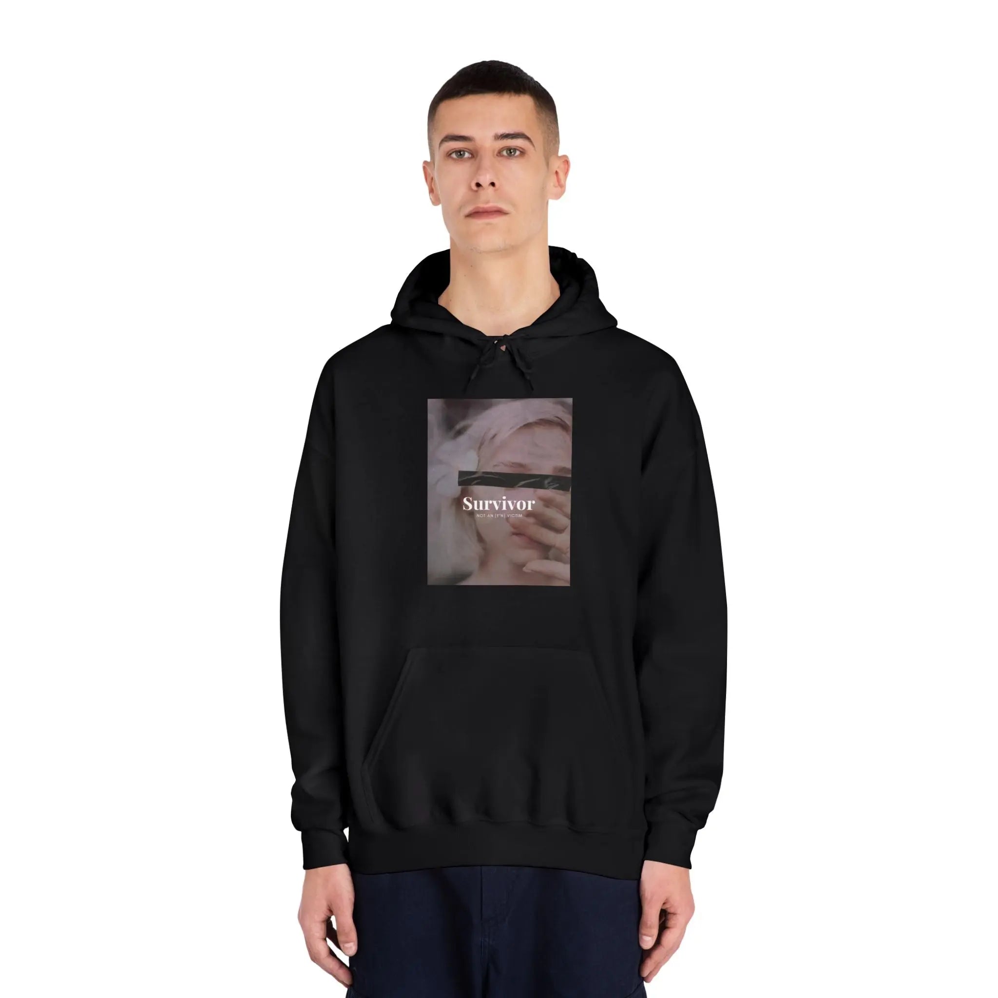 Survivor Photo Hoodie — QR Code Back Pullover Printify