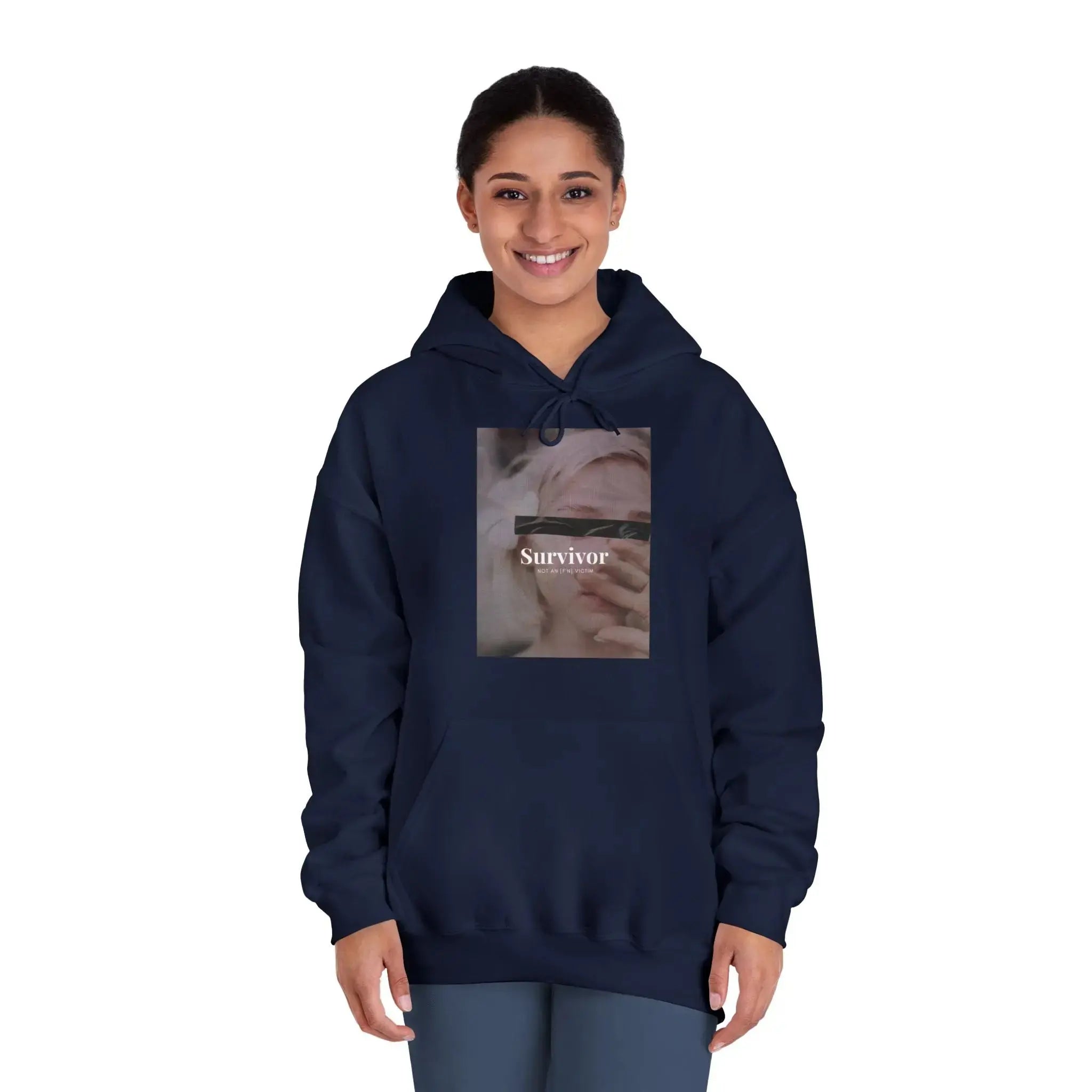 Survivor Photo Hoodie — QR Code Back Pullover Printify