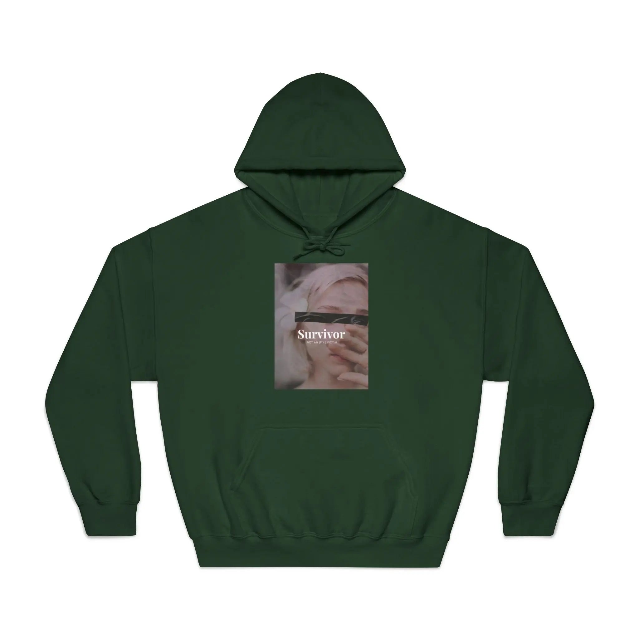 Survivor Photo Hoodie — QR Code Back Pullover Printify